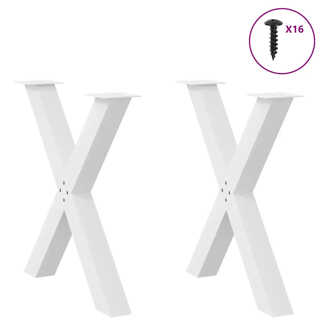 Gambe per tavolo da pranzo a forma di X 2 pz bianche 80x(72-73) cm in acciaio 4012981