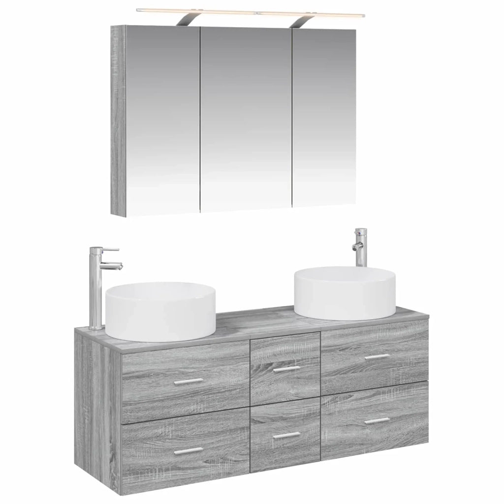 Set di mobili per il bagno 4 pz Sonoma grigio 3407100