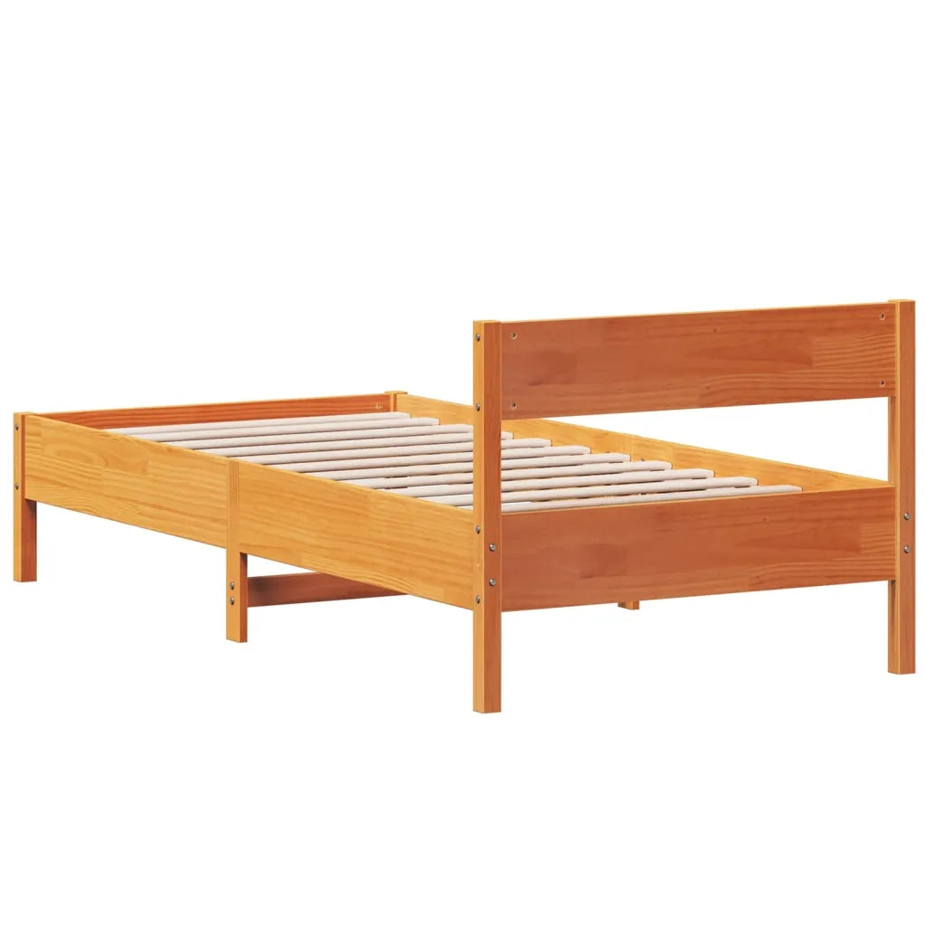 Letto senza Materasso-Struttura Letto Marrone Cera 75x190 cm in Legno di Pino 492927