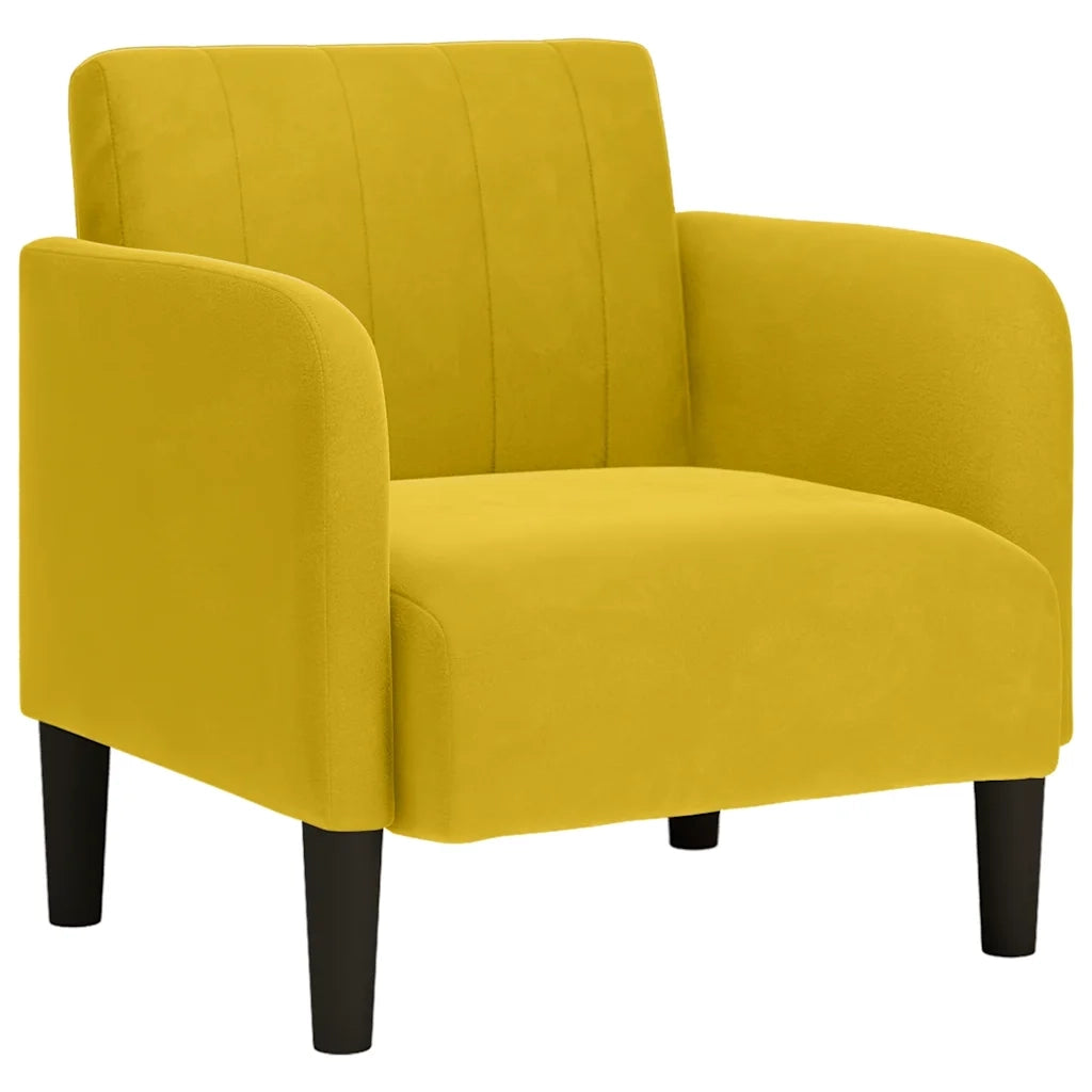 Divano Poltrona | Sedia con Braccioli Giallo 54 cm in Velluto