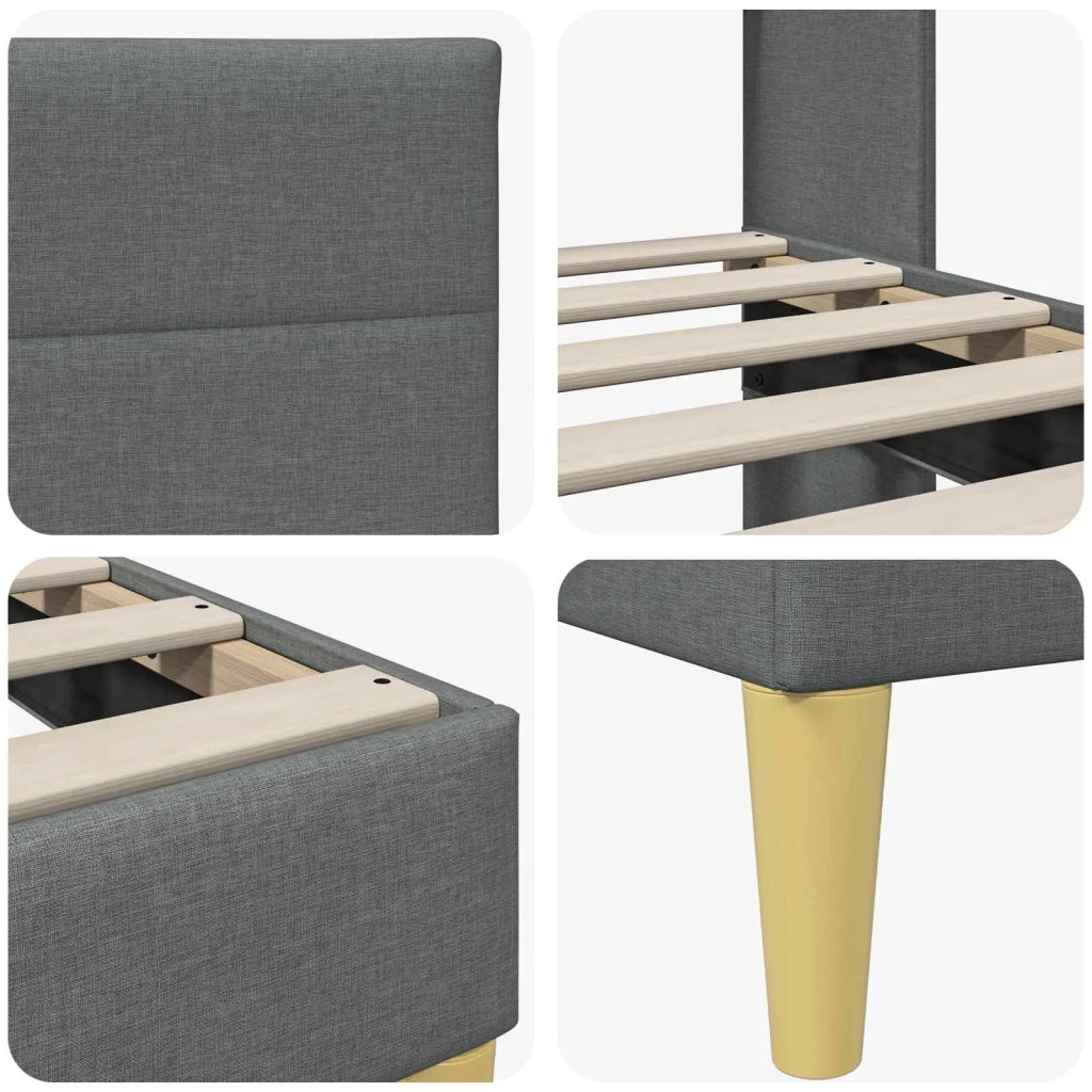 Letto singolo | Letto per adulti | Struttura del letto Grigio Scuro 90 x 200 cm Tessuto