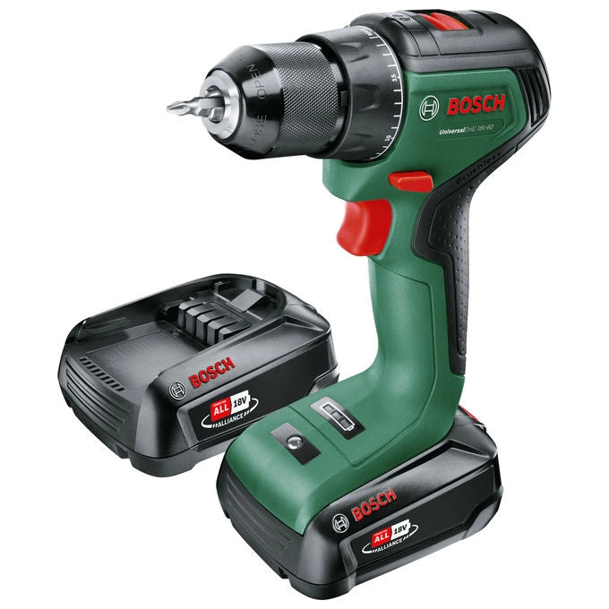 Bosch 06039D7002 Universal Drill 18V-60 Trapano Avvitatore Brushless 18 V 2 Batterie 2 Ah 1900 giri-min Mandrino 13 mm colore Nero Verde