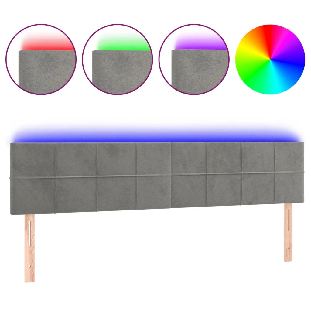 Testiera a LED Grigio Chiaro 160x5x78/88 cm in Velluto 3121666