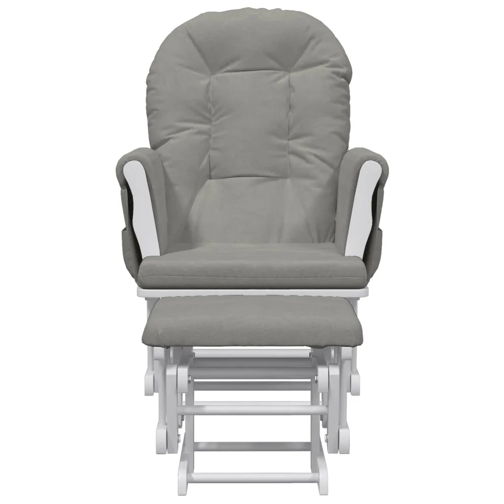 Poltrona | Sedia Relax Glider con Sgabello Grigio Chiaro in Tessuto