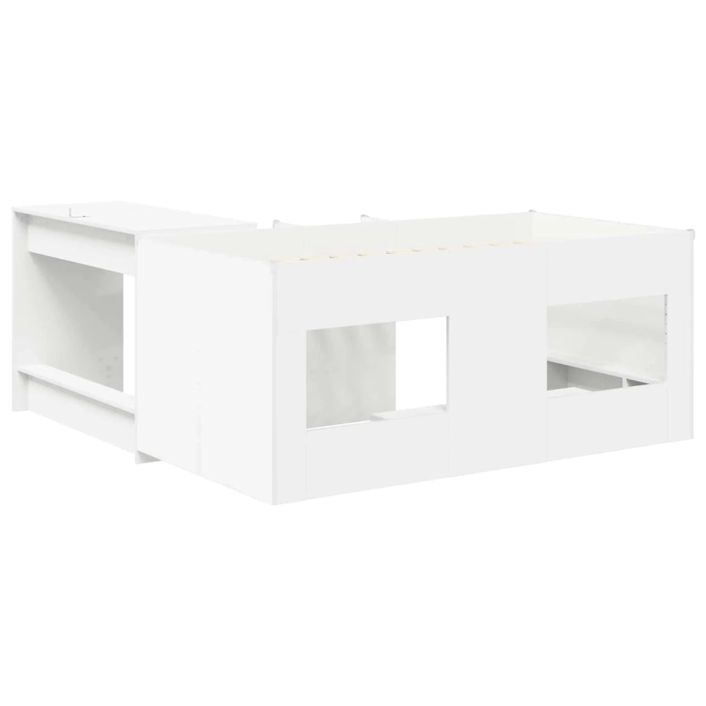 Letto alto per bambini con scrivania 2 pz Bianco 3423462