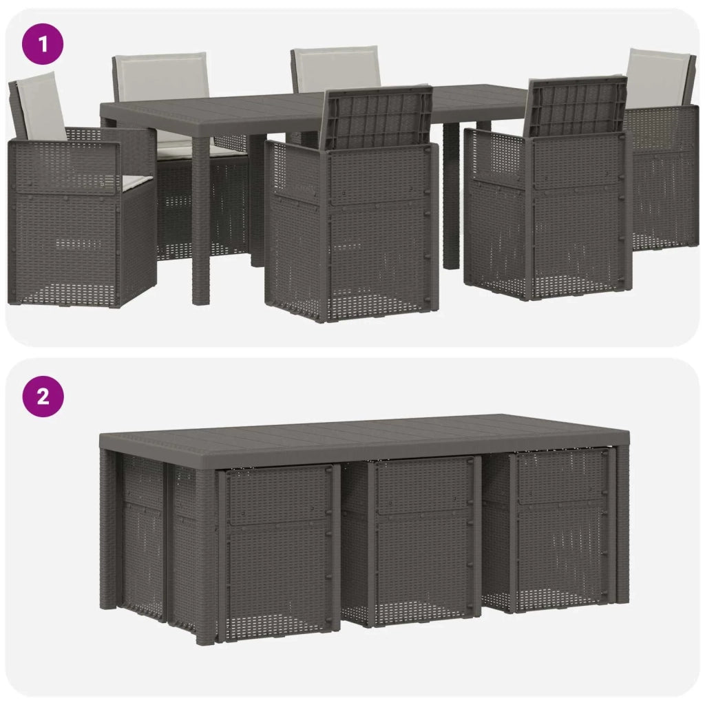 Set da Pranzo per Giardino con cuscino 7 pcs Grigio Chiaro PP 3430086