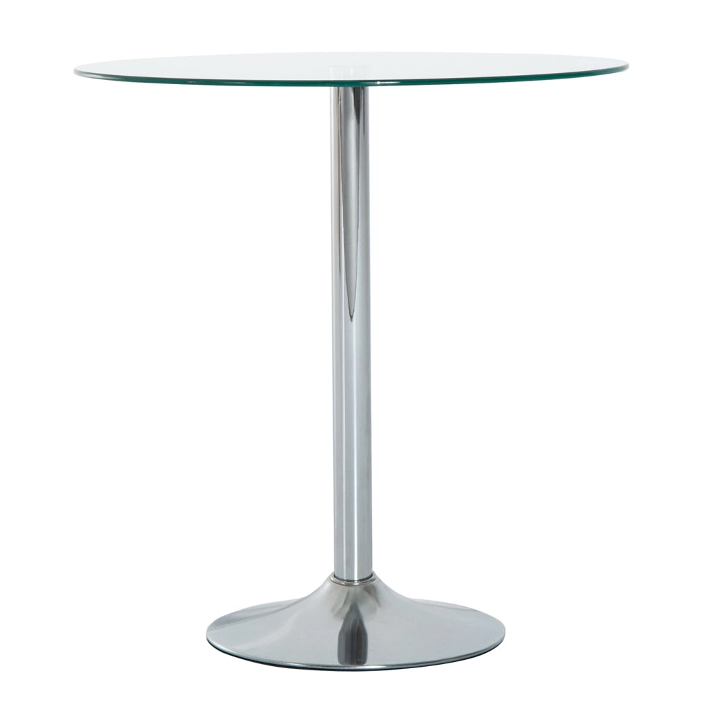 Tavolo da pranzo rotondo con piano in vetro e gambe in metallo ¨C Zephmum ¨C Argento
