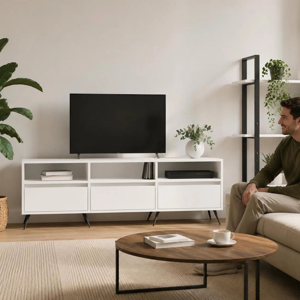 TV Cabinet White 150x30x44.5 Cm Wood-based Material