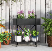 Porta piante a 2 livelli in metallo nero 70 cm, da interno ed esterno