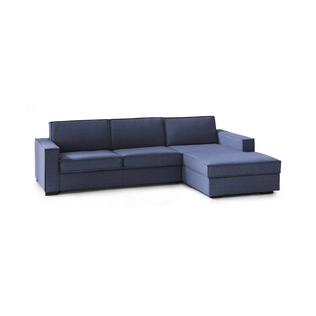 Afar, Divano Letto con Penisola Sfoderabile Made in Italy, 260x95 cm blu