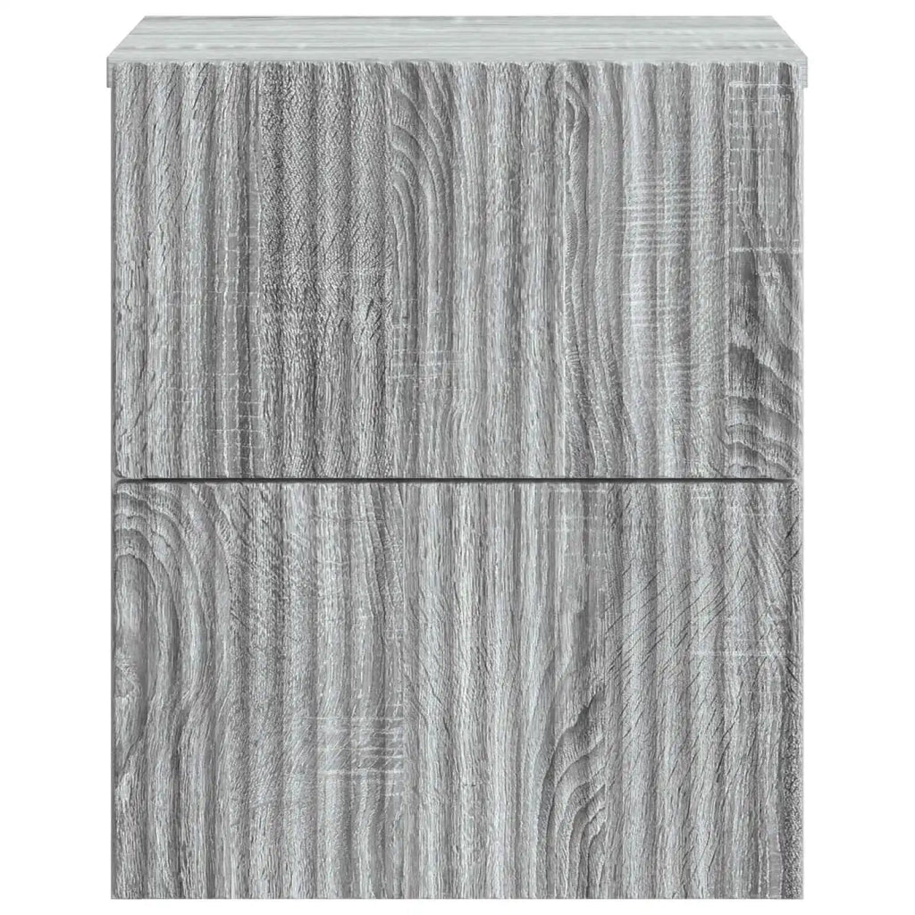 Set di 2 Comodini | Armadio da Notte | Mobiletto da notte a muro Grigio Sonoma 33 x 34,5 x 40 cm