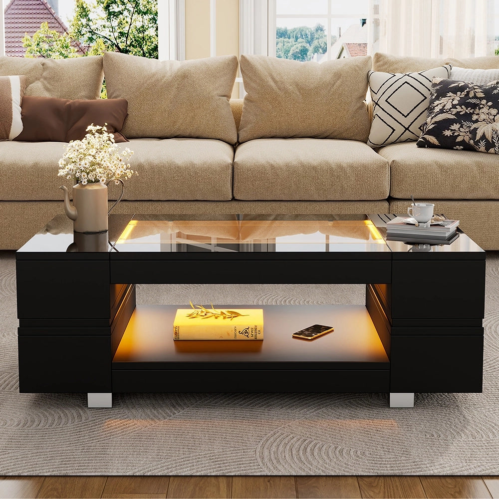 Tavolino-Xylo-Nero LED Bluetooth design cavo