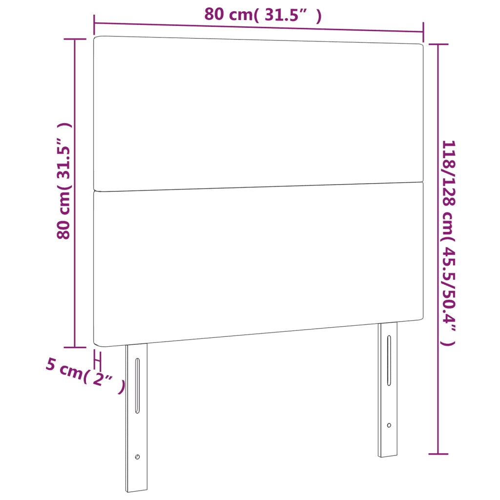 Testiera | Testata Nera 80x5x118/128 cm Tessuto