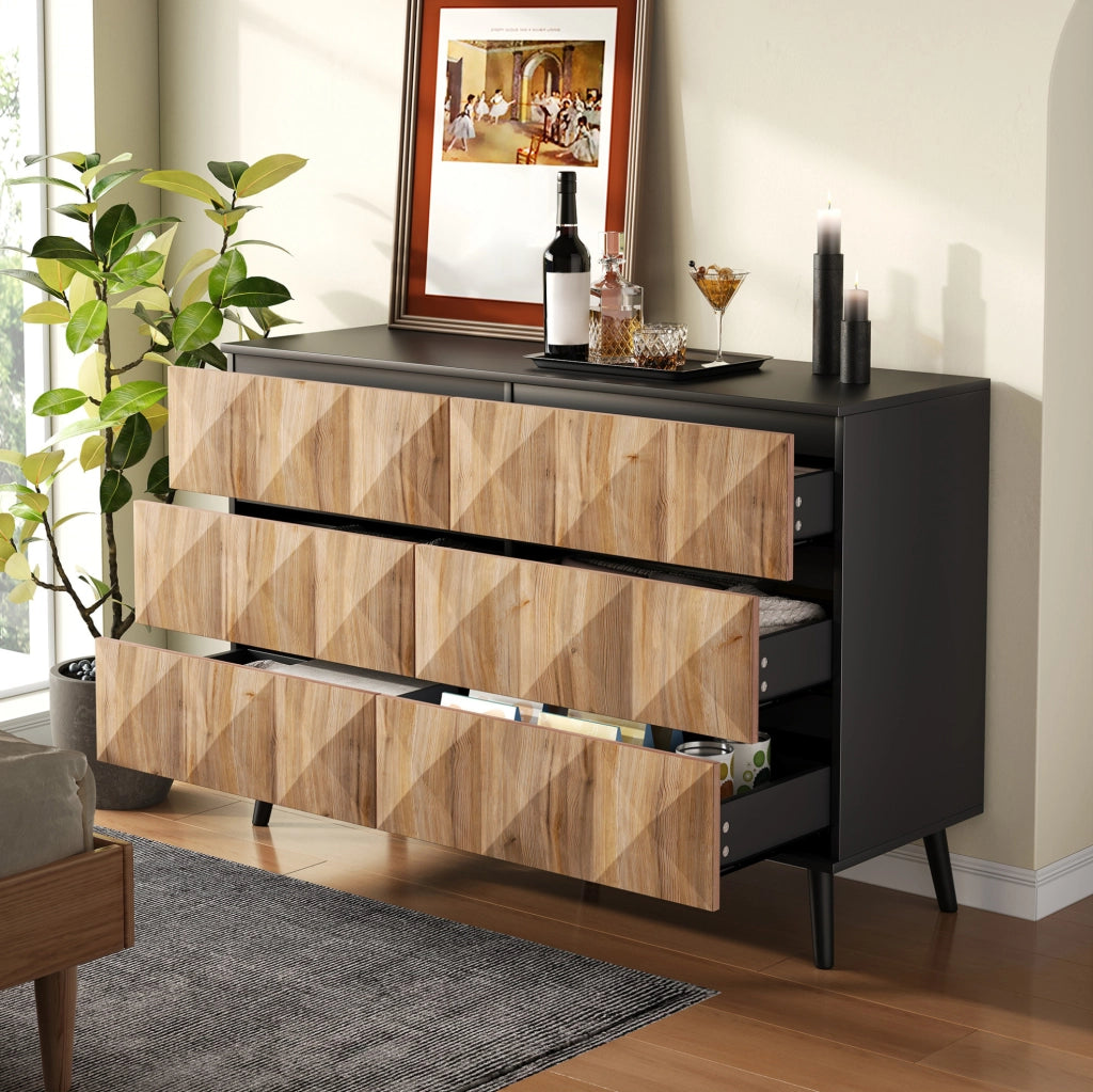 Sideboard moderno 120x40x85 cm con 6 cassetti
