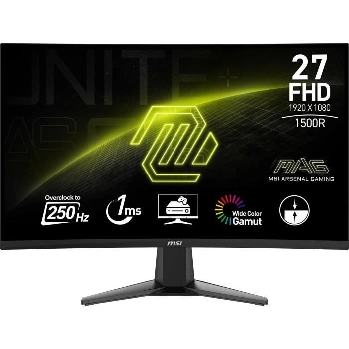 Monitor da gaming - MSI - 27'' curvo 1500R - QHD - 1ms - 250Hz - HDR Ready - Sincronizzazione adattiva - Compatibile VESA