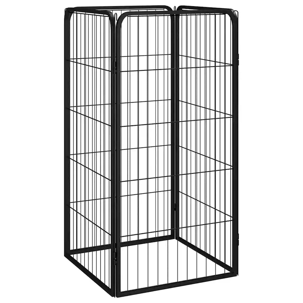 Box Cani a 4 Pannelli Nero 50x100cm Acciaio Verniciato Polvere 171793