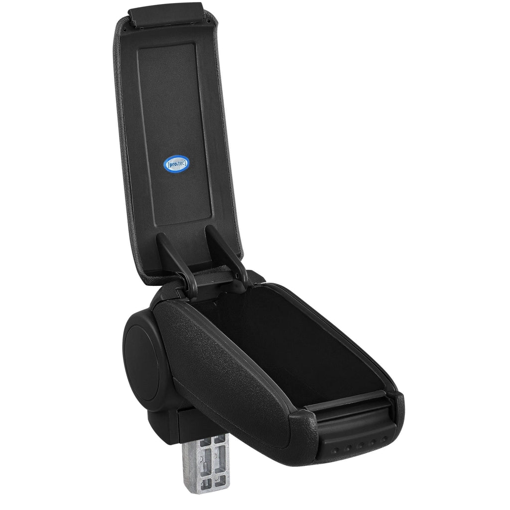 Bracciolo centrale per Opel Astra J con scomparto imbottito in similpelle nera con cuciture nere 03_0000564