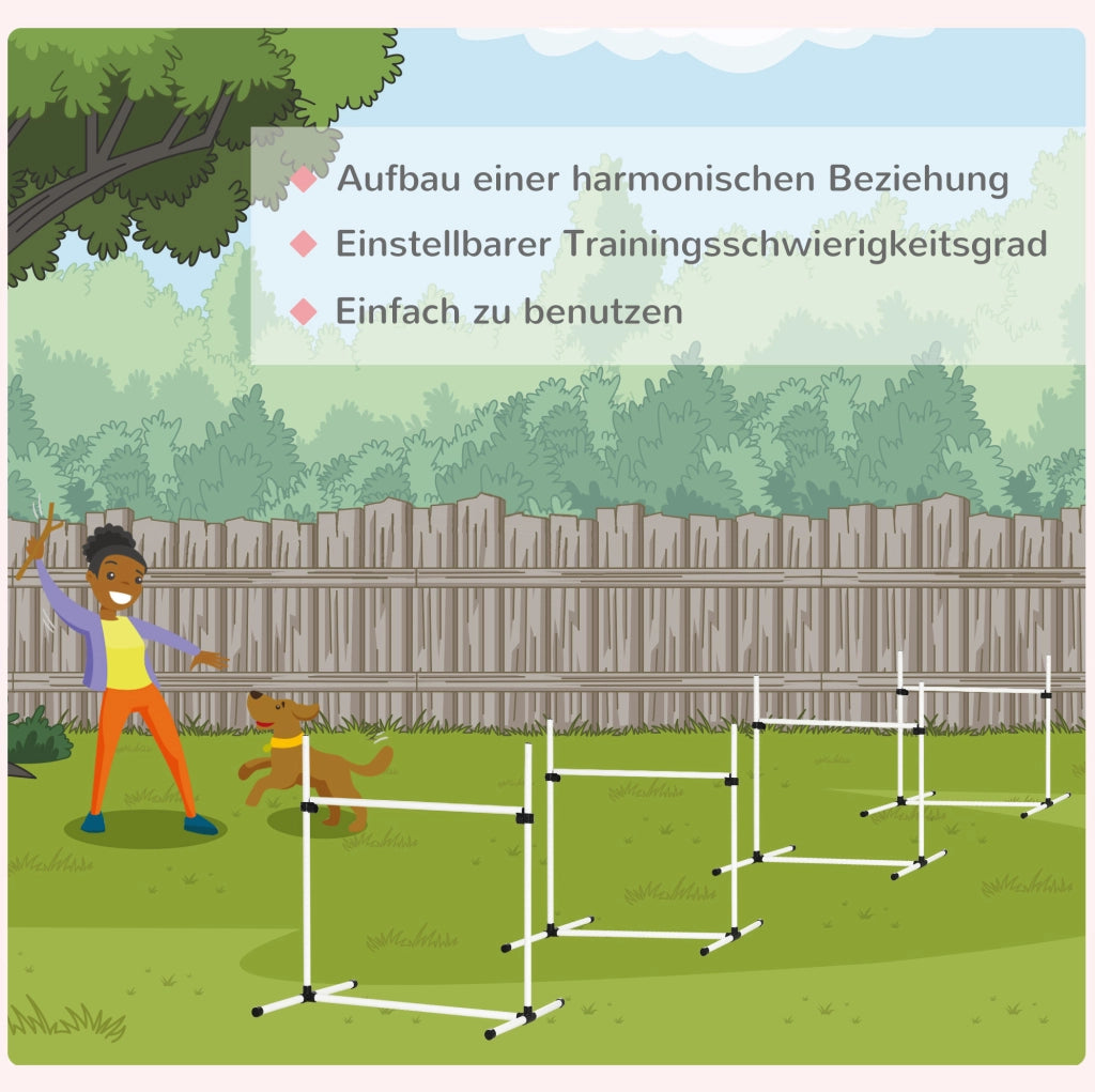 Set ostacoli agility per cani 99x65x94 cm in plastica bianca, altezza regolabile