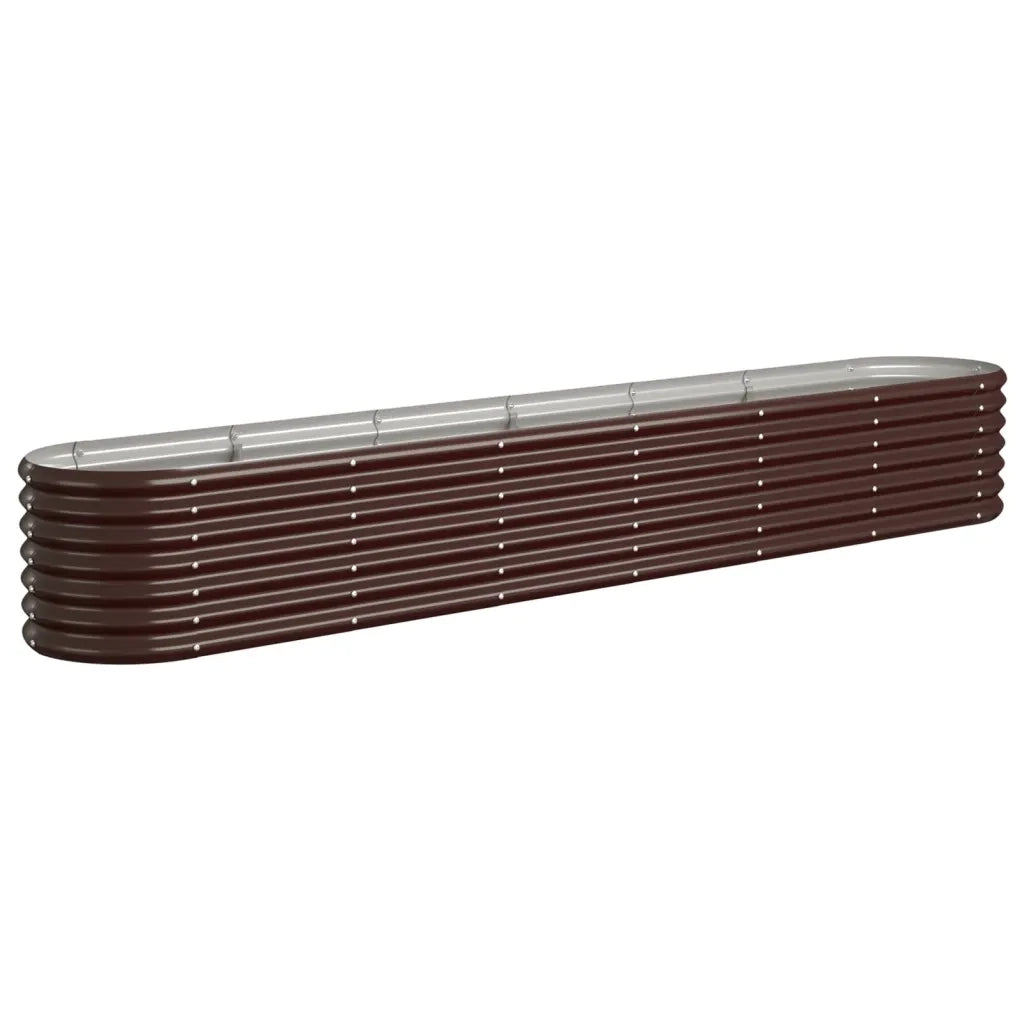 Aiuola ovale rialzata 260 x 40 x 36 cm impeccabile per uso esterno robusta realizzata in acciaio zincato marrone 02_0046561