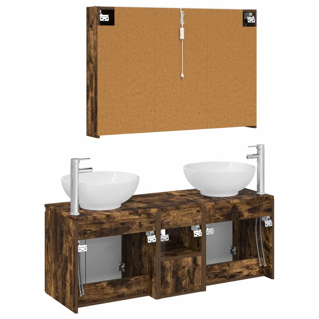 Set di Armadi da Bagno 4 pz Rovere Fumo Legno ingegnerizzato 3406507
