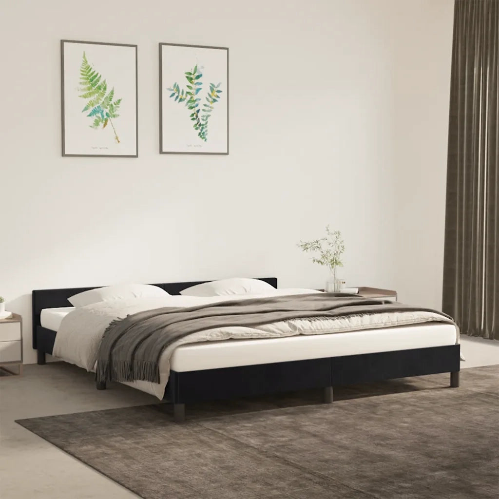 Letto matrimoniale | Letto per adulti | Giroletto senza Materasso Nero 160x200 cm in Velluto
