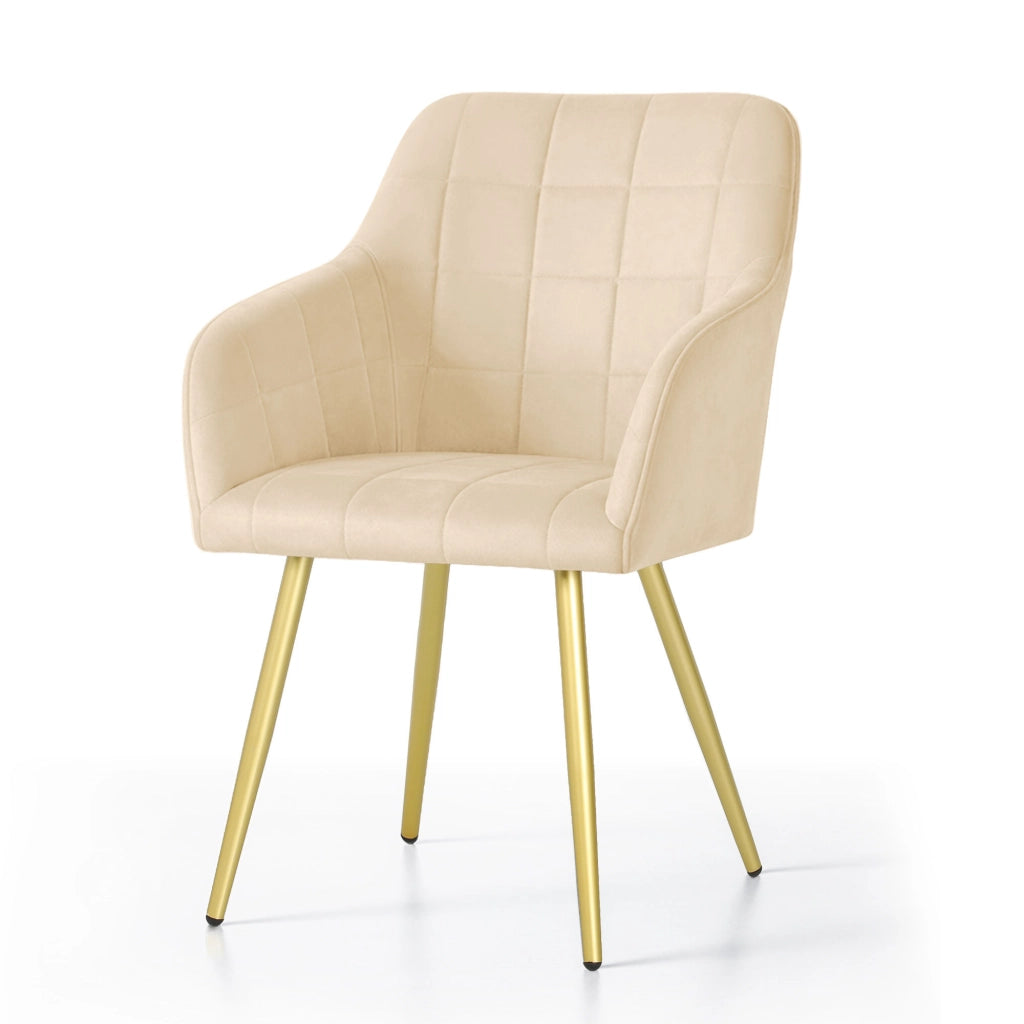 Set di 6 Sedie imbottite con cuciture quadrate LUXANO Beige gambe oro