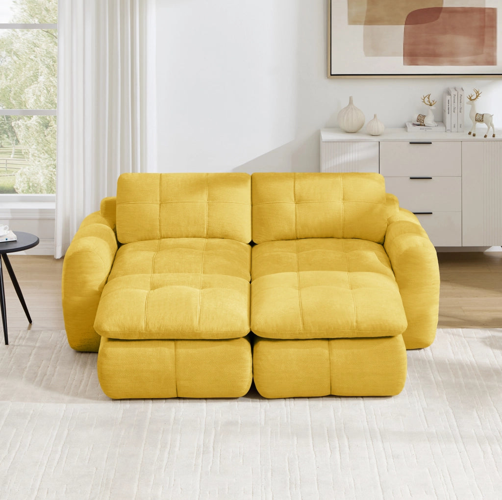 DIVANO Modulare 194x160 cm in Chenille Giallo