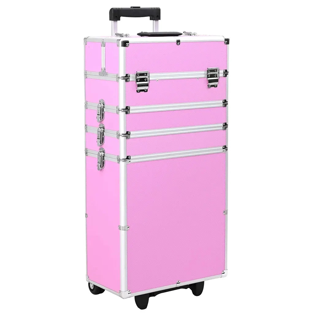 Valigia Trolley per Cosmetici Alluminio Rosa 91816