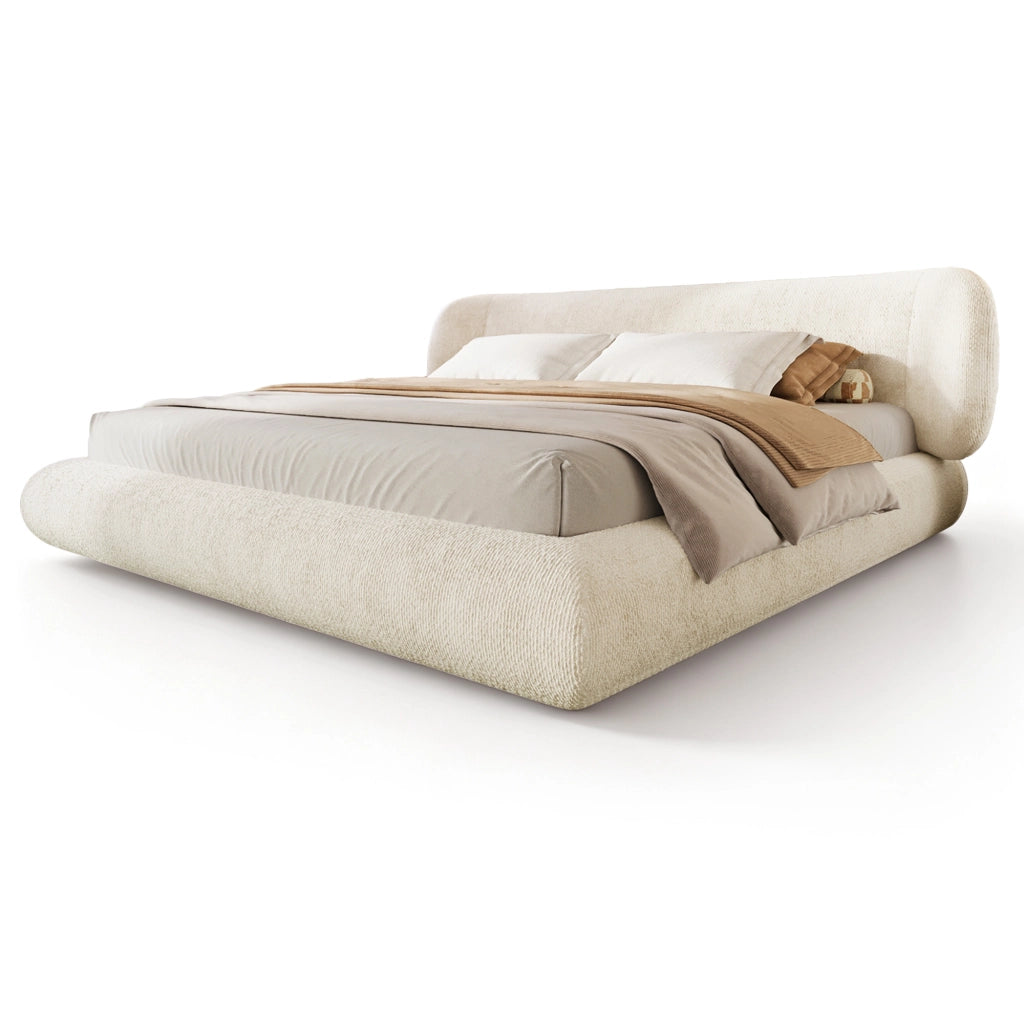 letto imbottito chenille beige 140 x 190 cm