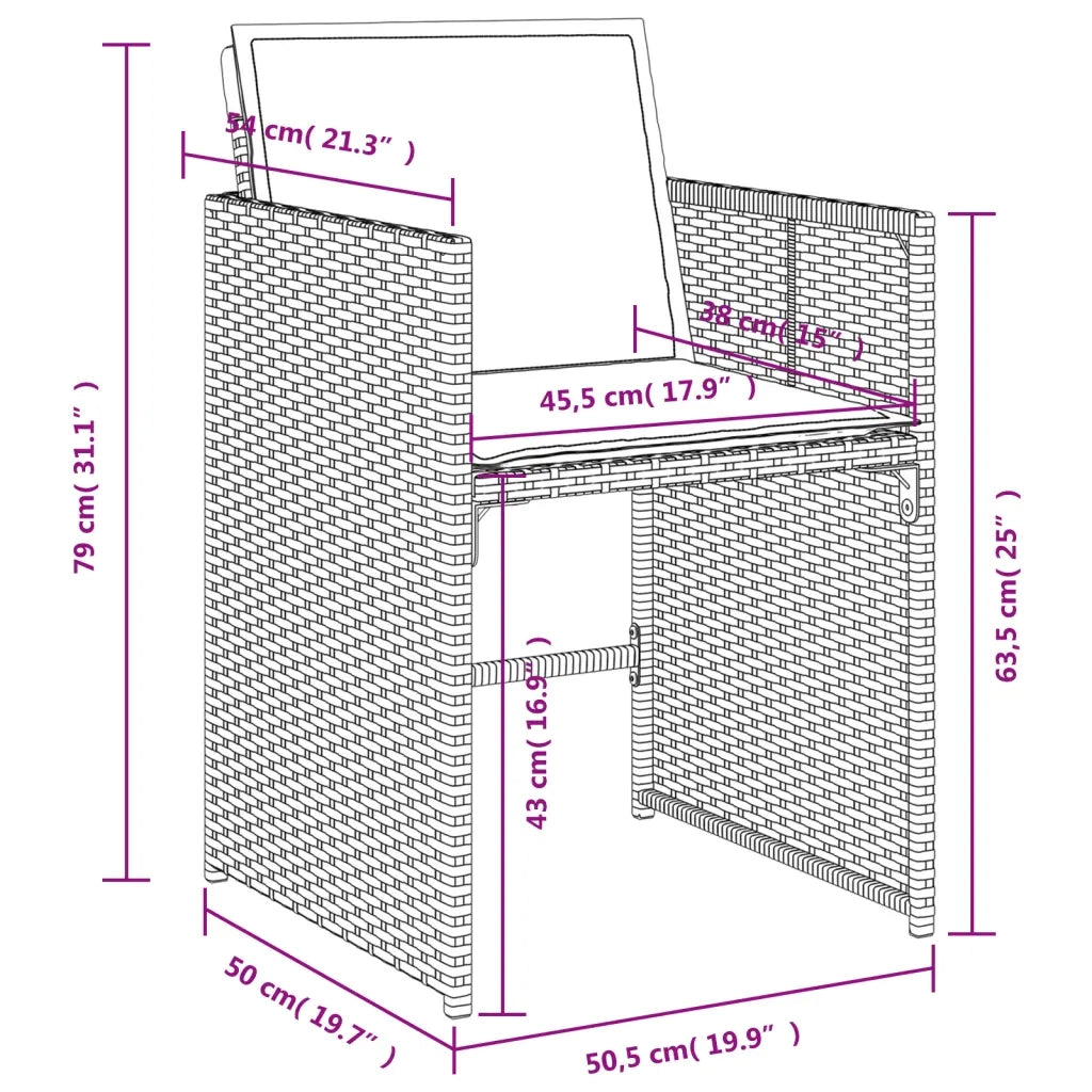 Set da Pranzo da Giardino 7 pz con Cuscini in Polyrattan Grigio 3277861