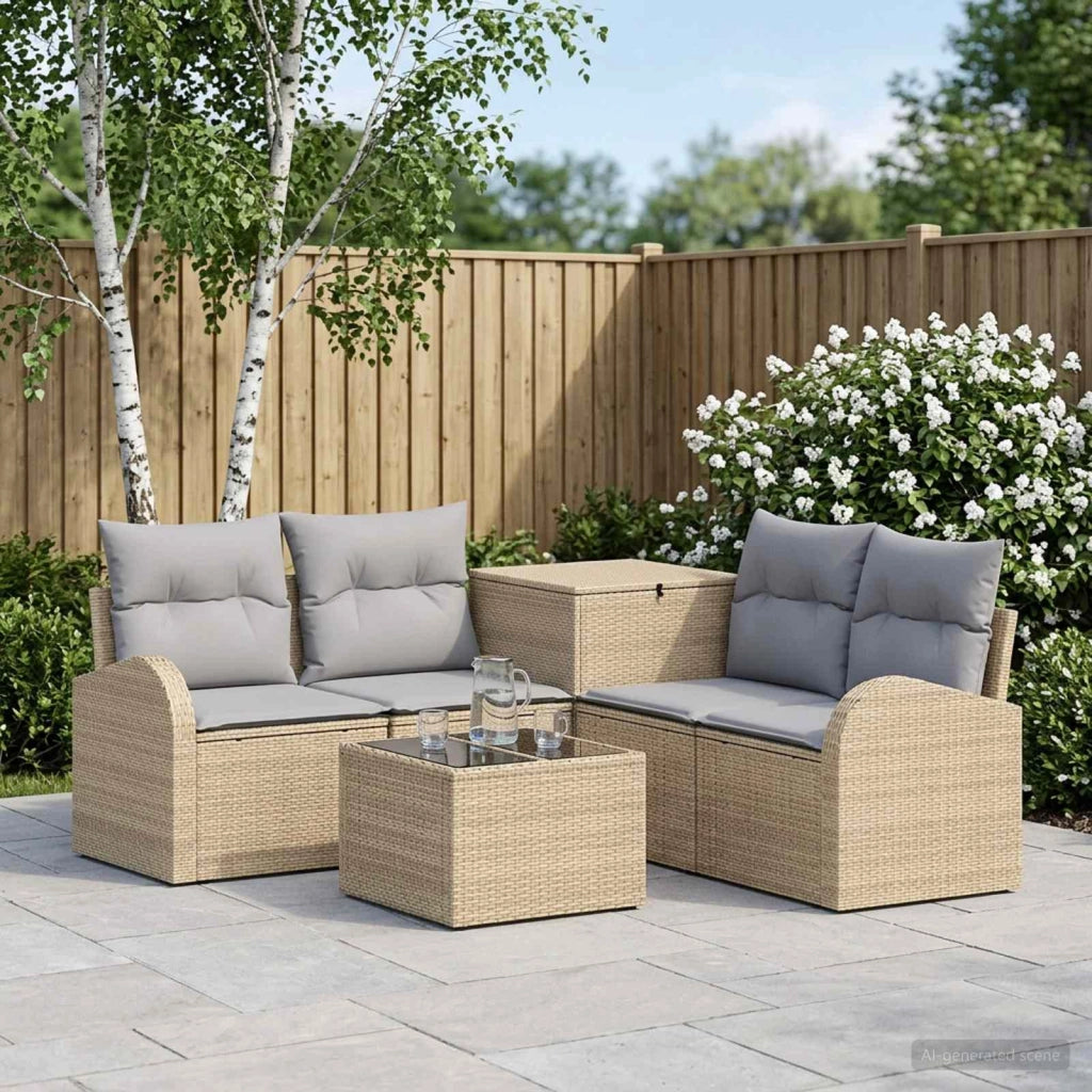 Set di divani 6 pz Beige e Grigio Chiaro 3447199