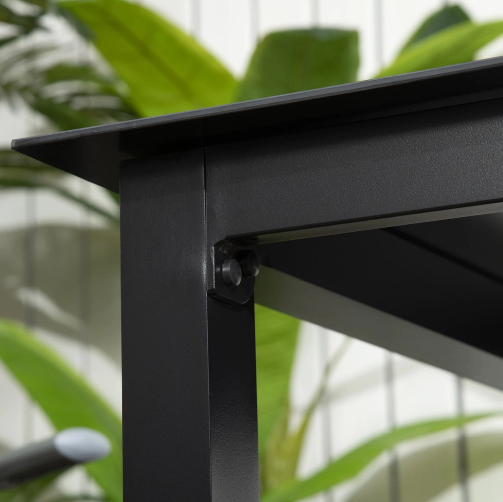 Tavolo da giardino quadrato 80x80x74 cm in alluminio nero per 4 persone