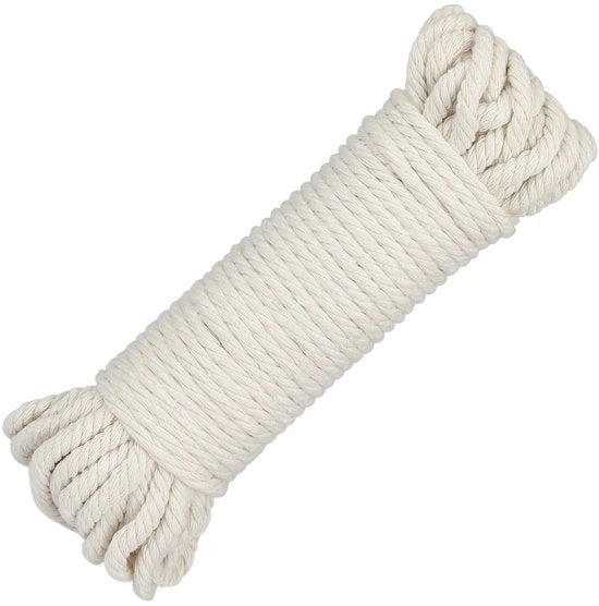 Corda Macramé 6 mm - Fatto a Mano con Filo di Cotone - Corda Spessa per Attività di Ricamo - Supporto per Parete/Supporto per Piante - Sostenibile/Sicuro - 20 m