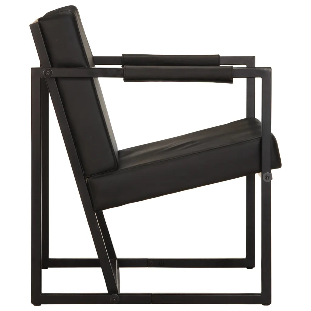 Poltrona | Sedia Relax Nera in Vera Pelle