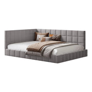 Letto divano 140 × 200 cm 2 posti con schienale reversibile; senza materasso; imbottito in velluto grigio