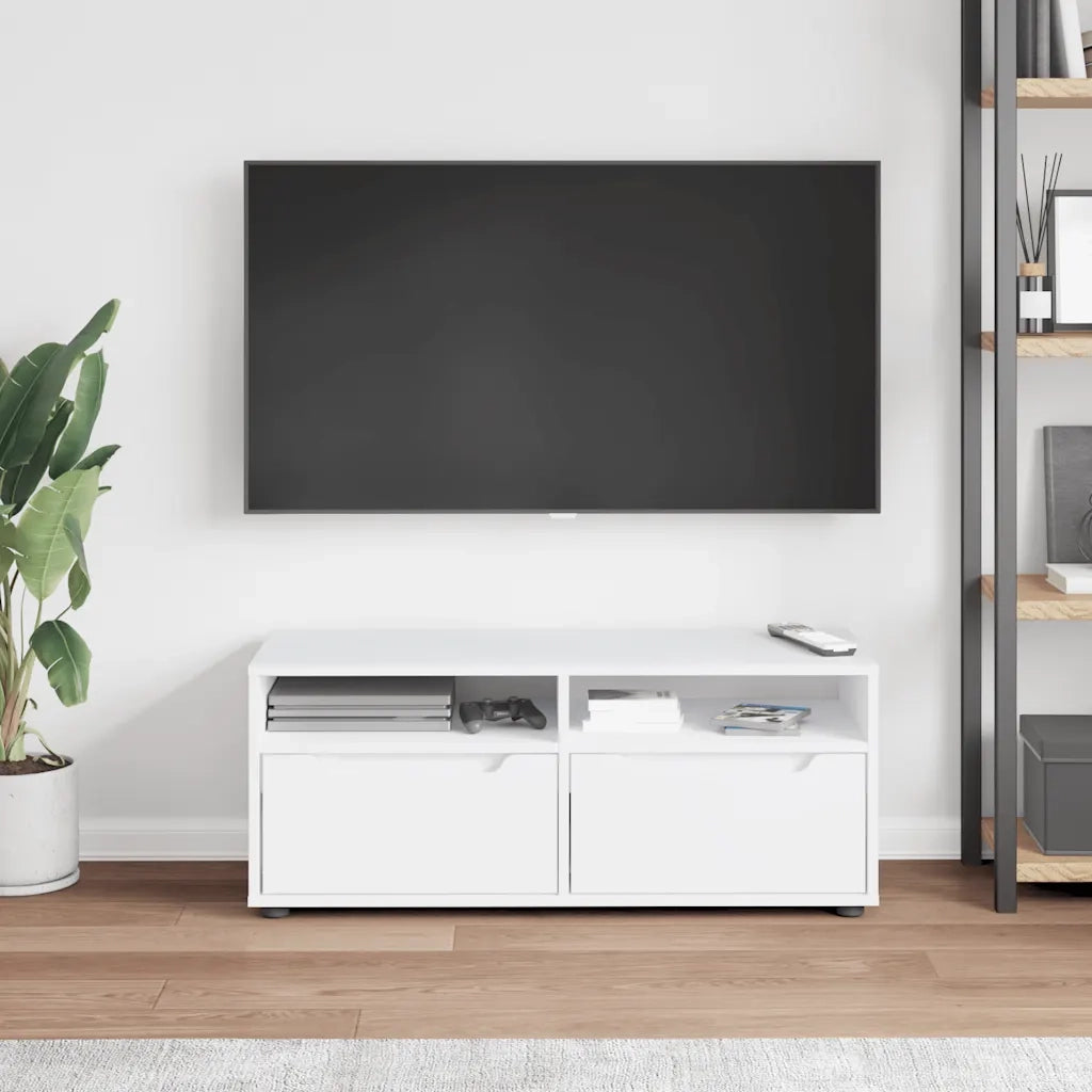 Mobile TV | Armadietto TV | Mobile Porta TV VISNES Bianco 100x40x38 cm in Legno Multistrato