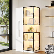 Vetrina 70x38x160 cm con ripiani estraibili e LED multicolore in MDF bianco