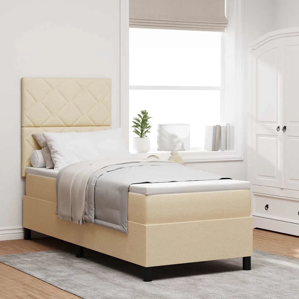 Letto a molle con materasso con led Crema 80 x 200 cm Tessuto