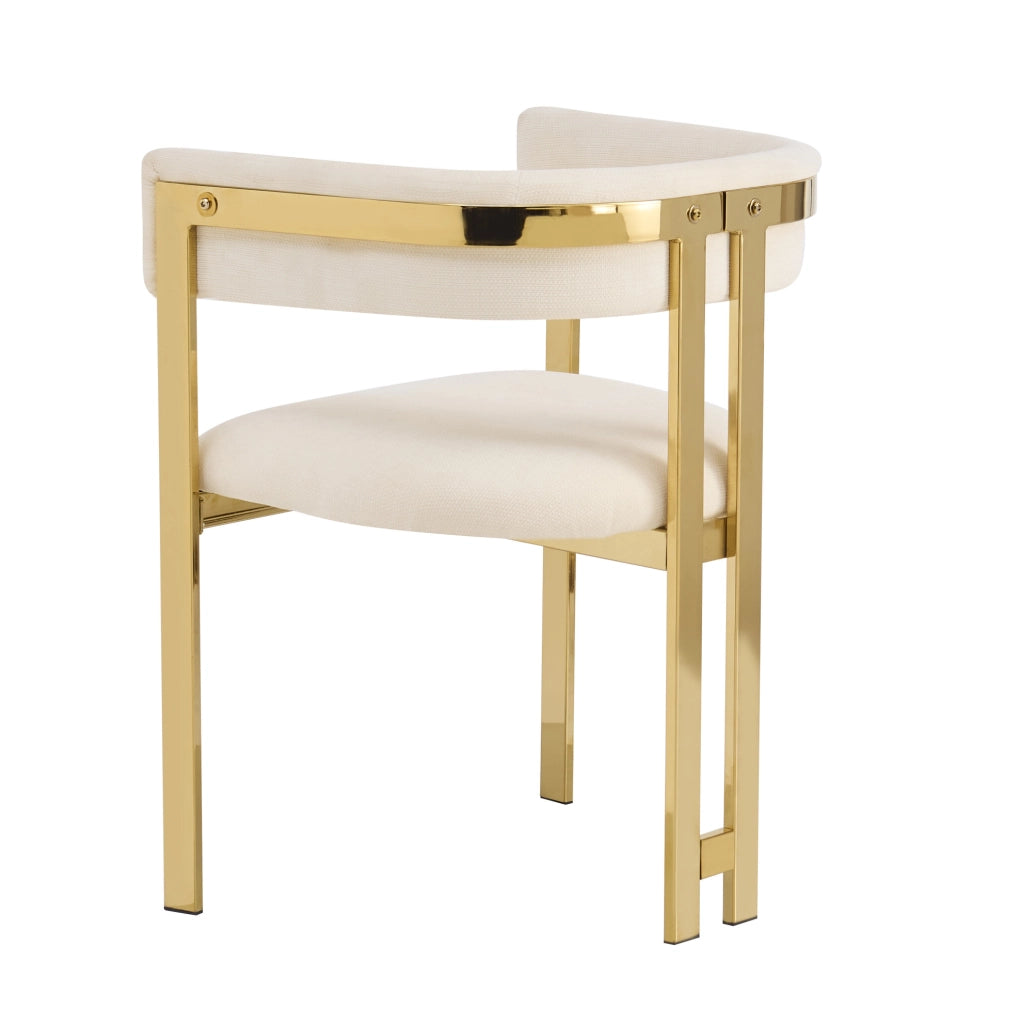 Set di 6 sedie da pranzo in tessuto chenille beige con struttura in metallo dorato