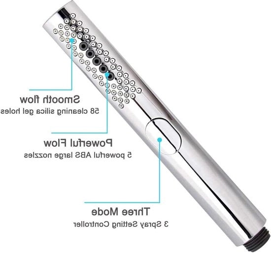 Douchekop rotondo per la doccia con 3 funzionalità - anti-accumulo di residui - getti a silicagel - corpo in ABS verniciato a cromatura resistente