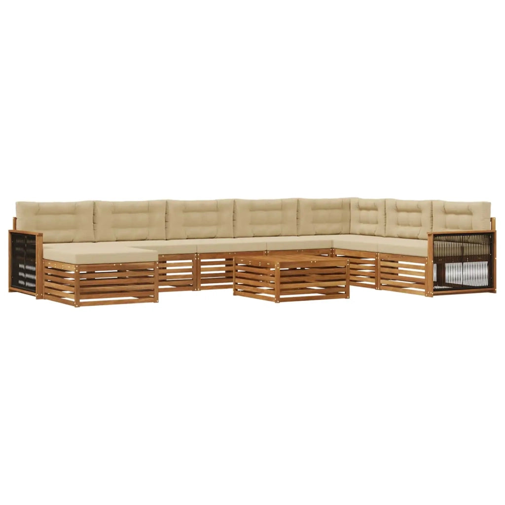 Set di divani da esterno 9 pz Naturale e Beige 3383746