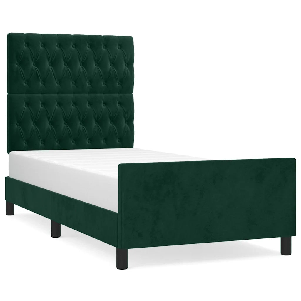Giroletto senza Materasso Verde Scuro 90x200 cm in Velluto