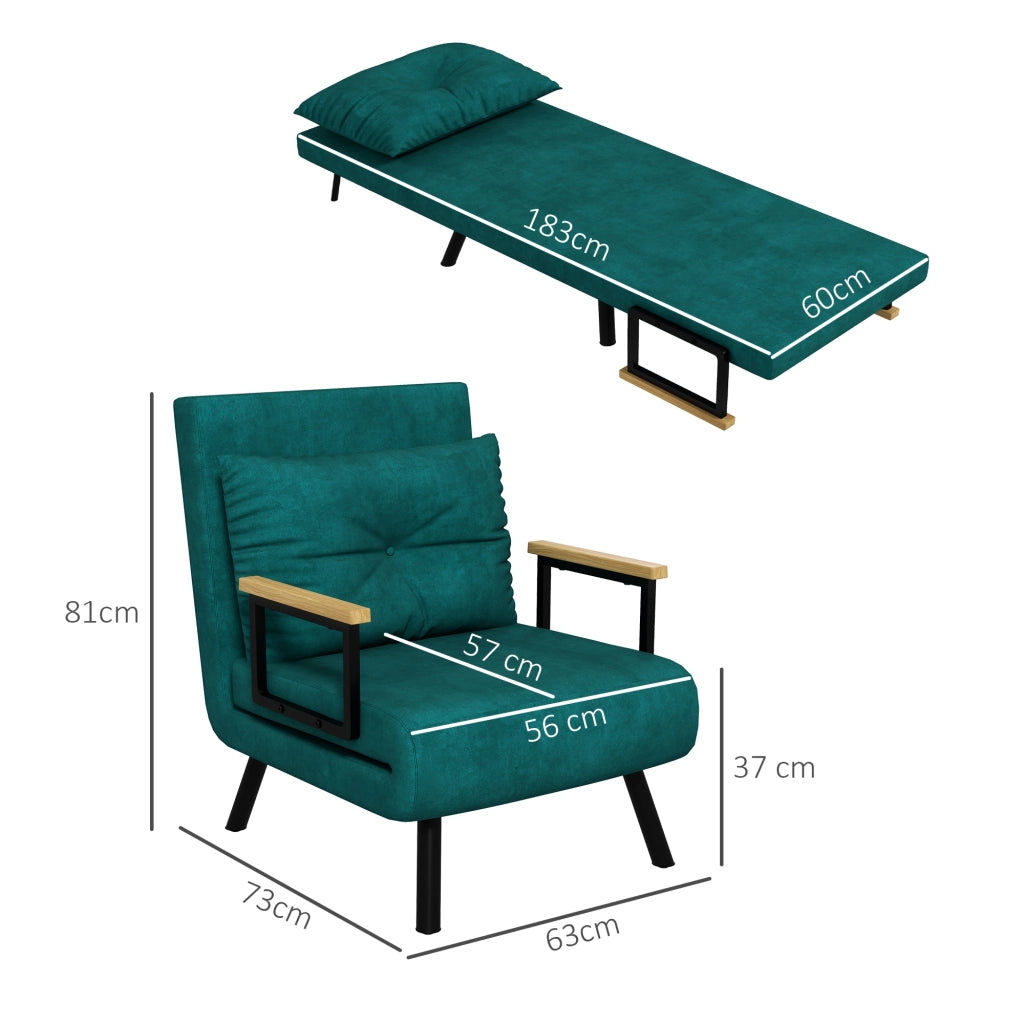 Letto Singolo Pieghevole Convertibile 3 in 1 ¨C Minimal ¨C Verde 63x73x81 cm