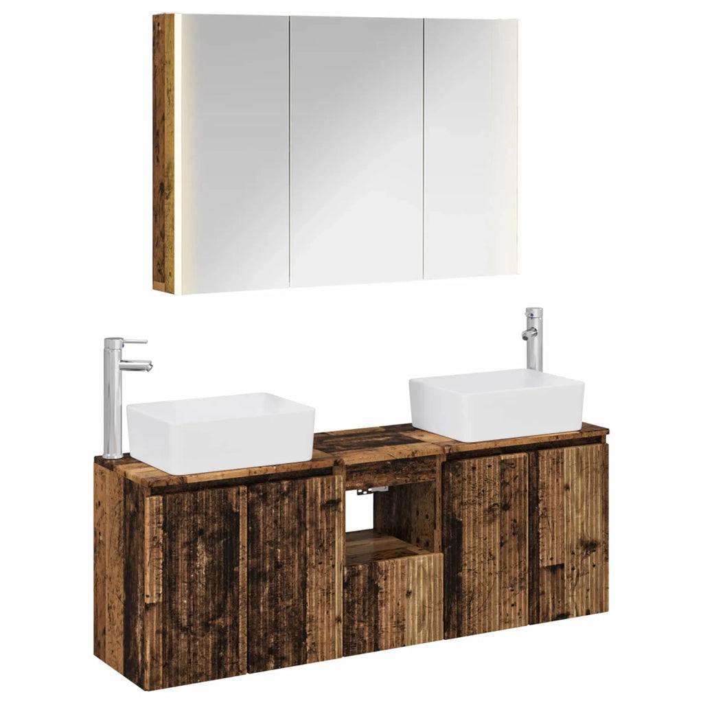 Set di Armadi da Bagno 4 pz Legno antico Legno ingegnerizzato 3406429