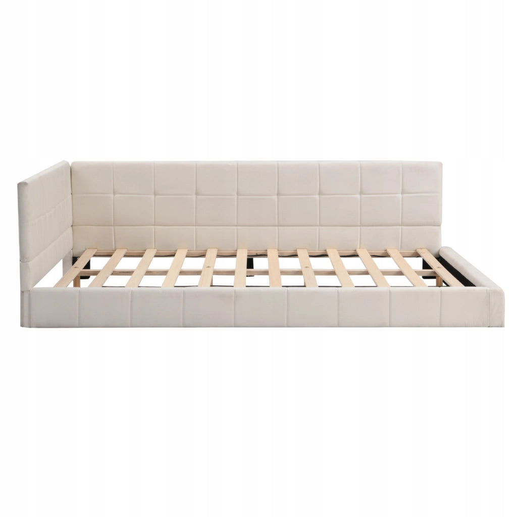 Letto imbottito 140x200 - Xylo - Beige, velluto