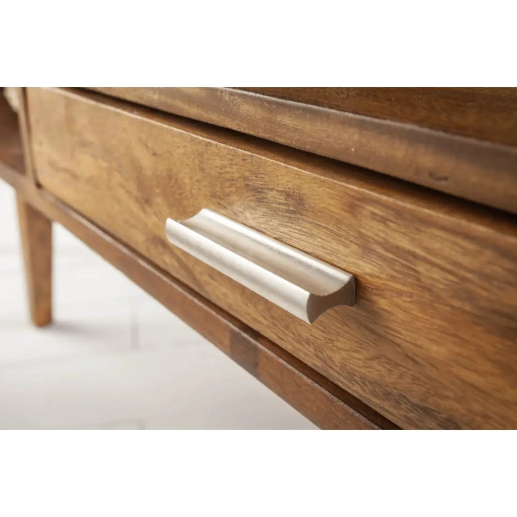 Tavolino basso SCANOVA 100 cm in legno massiccio di sheesham con contenitore stile scandinavo
