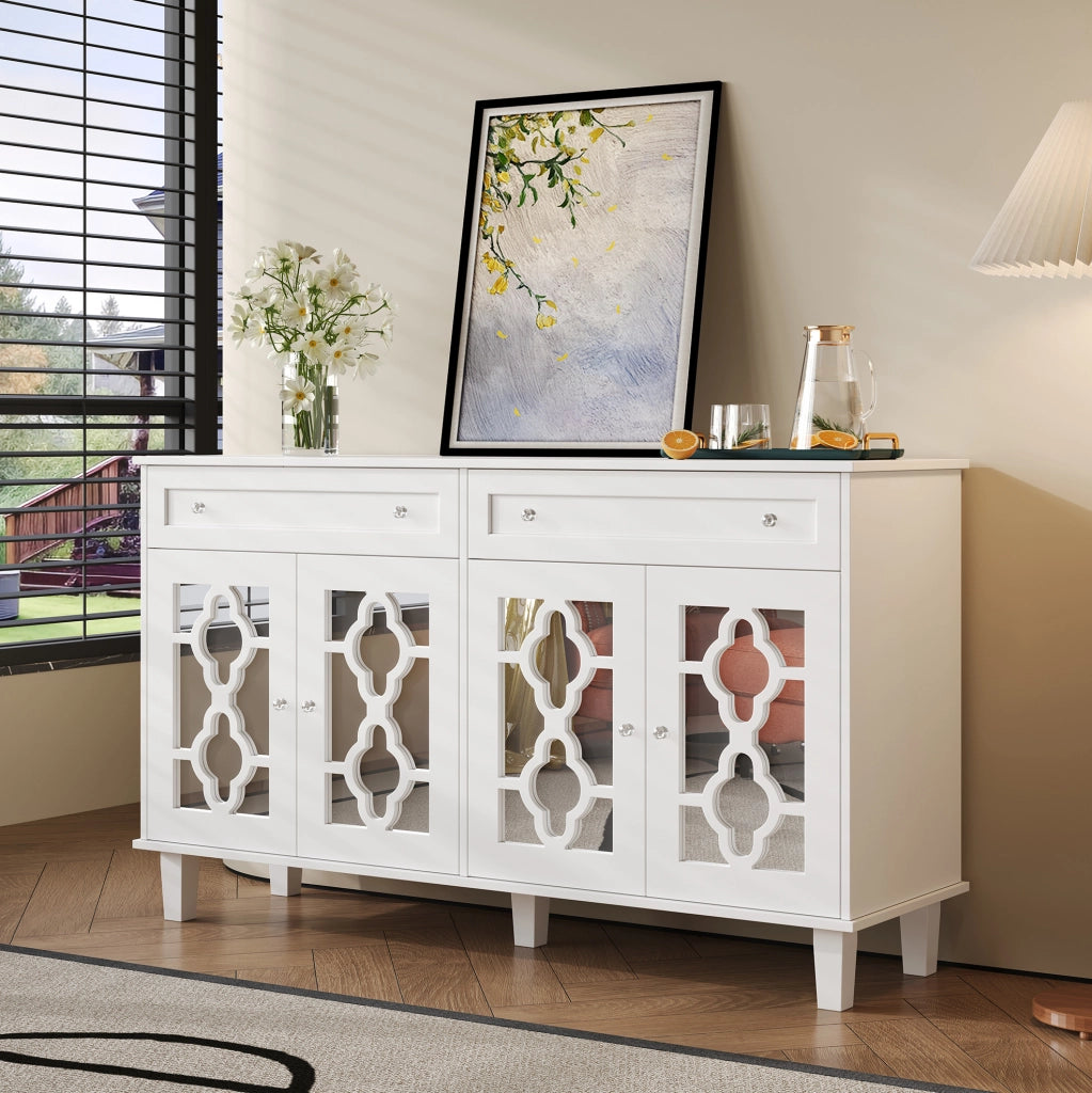 Credenza a specchio con ante, cassetti e ripiani regolabili