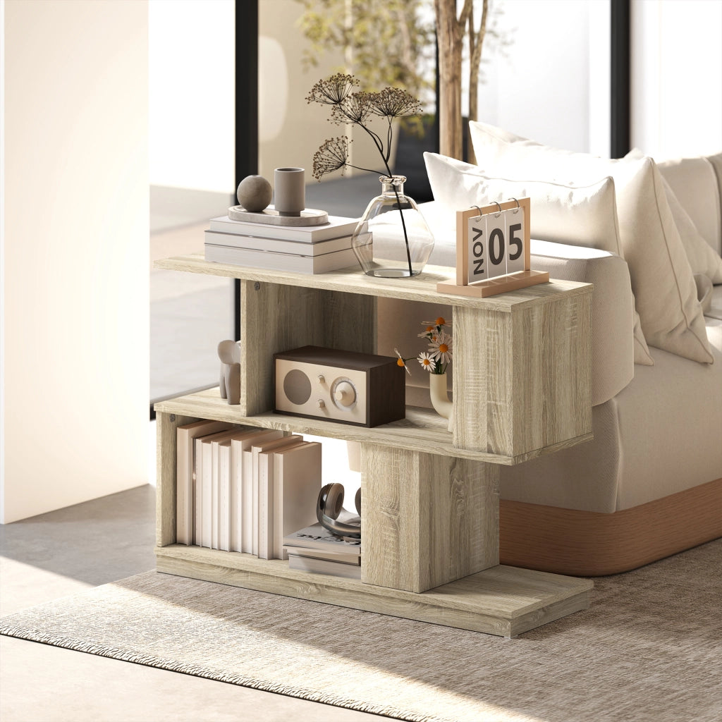 Tavolino da caff¨¨ moderno con 3 ripiani ¨C zephmum ¨C legno 90x30x61 cm