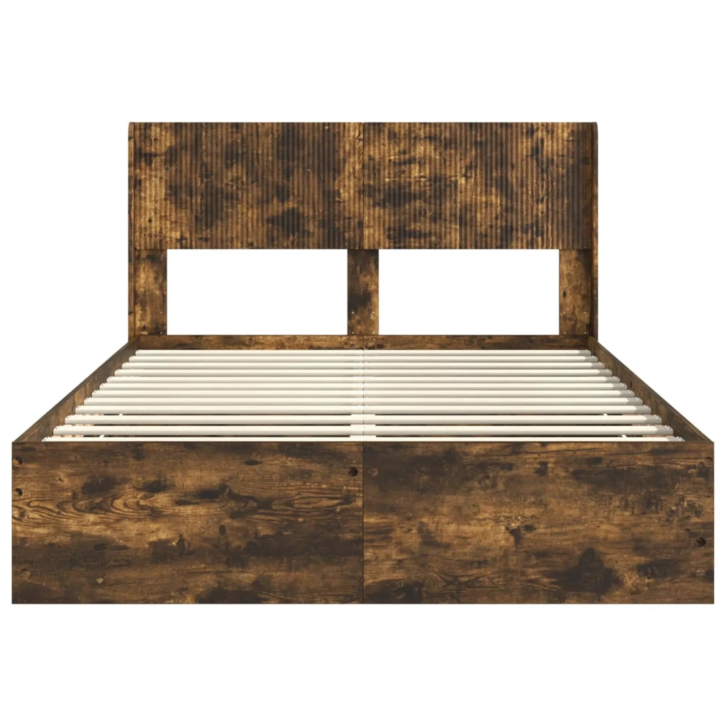 Struttura del letto con stoccaggio e testata Rovere Fumo 3414303