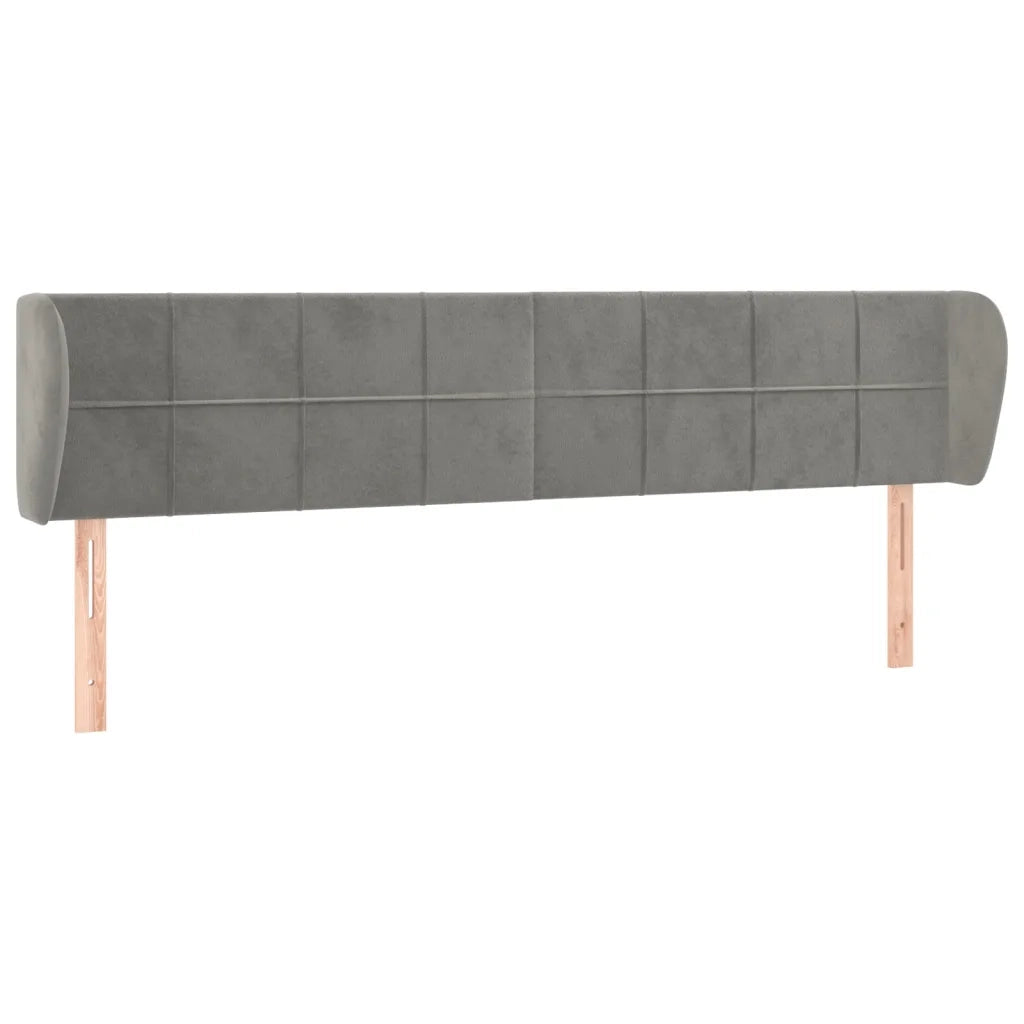 Testiera | Testata ad Orecchio Grigio Chiaro 183x23x78/88 cm in Velluto